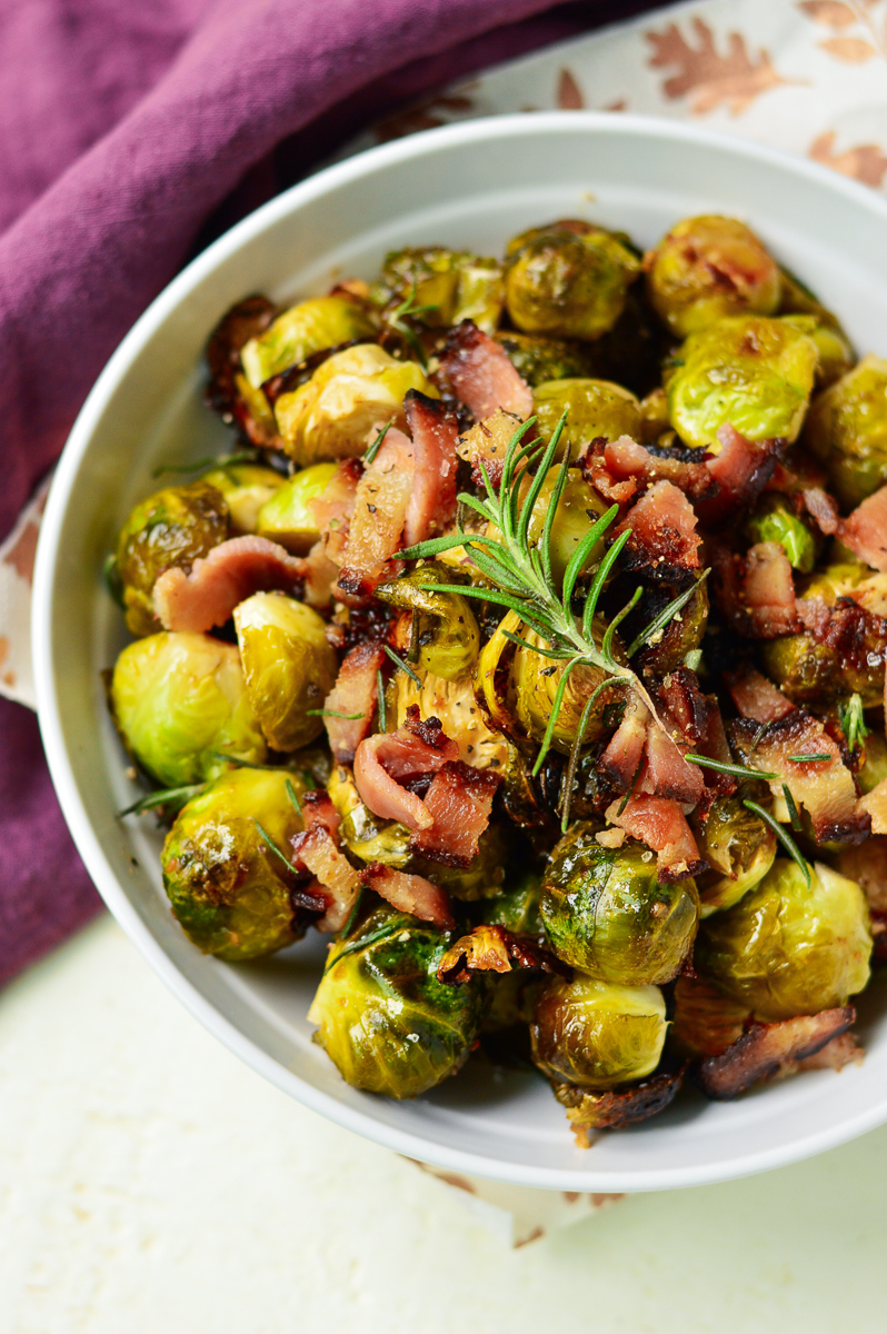 Maple Dijon Brussels Sprouts with Bacon - Dana Monsees Nutrition